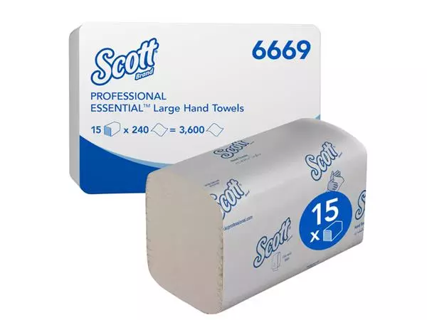 Een Handdoek Scott Essential i-vouw 1-laags 20x32cm 15x240stuks wit 6669 koop je bij Quality Office Supplies