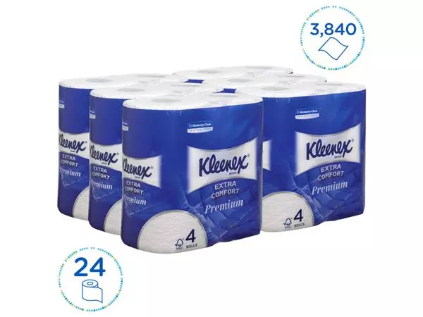 Een Toiletpapier Kleenex 4-laags 160vel wit 8484 koop je bij "De Waal" Kantoor Efficiency