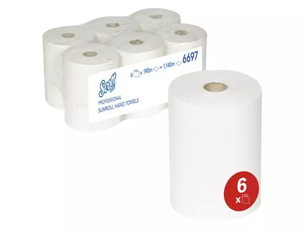 Een Handdoekrol Scott Slimroll 1-laags 190m wit 6697 koop je bij Kantorice office & business supplies