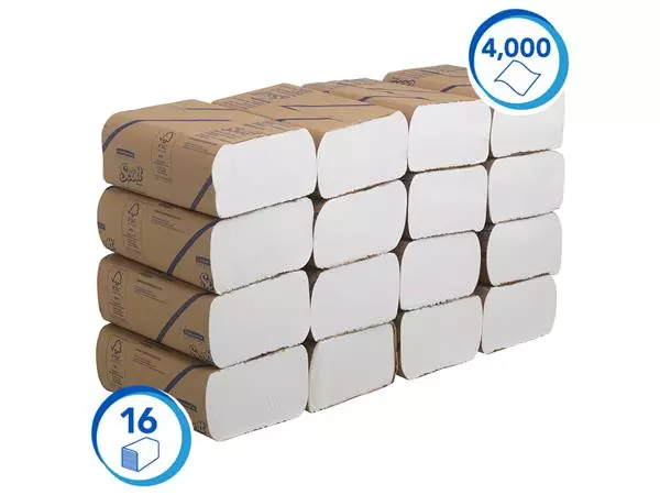 Een Handdoek Scott m-vouw 1laags 20.3x24cm wit 16x250stuks 3749 koop je bij Sysdicom BV