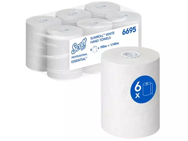 Een Handdoekrol Scott Essential Slimroll 1-laags 190m wit 6695 koop je bij Quality Office Supplies