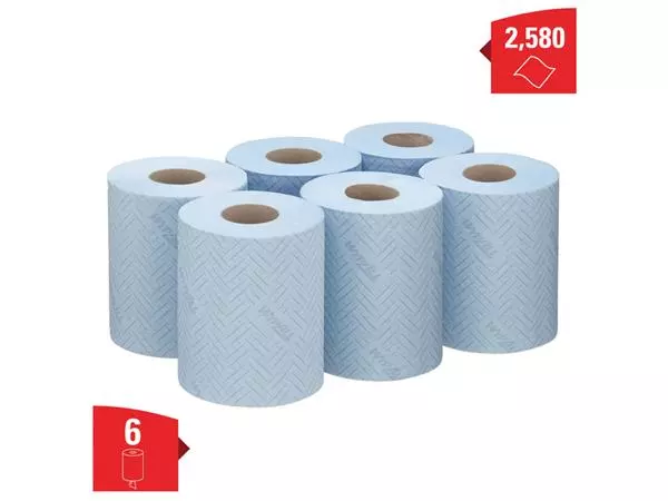 Een Poetsrol WypAll L10 1-laags 18,3cm163m 6 rollen à 430 vel blauw 6223 koop je bij Kantorice office & business supplies