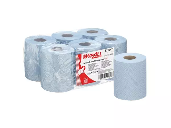 Een Poetsrol WypAll L10 1-laags 18,3cm106m 280vel blauw 6220 koop je bij Continu Kantoor