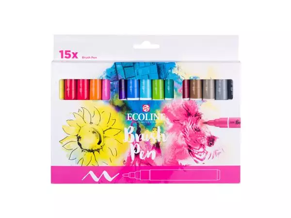 Een Brushpen Talens Ecoline set á 15 kleuren koop je bij Kantorice office & business supplies