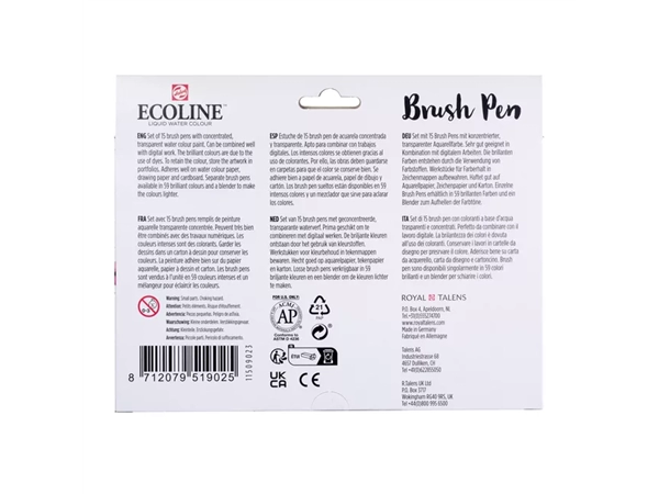 Een Brushpen Talens Ecoline set à 15 stuks assorti koop je bij Kantoorenthuis.nl