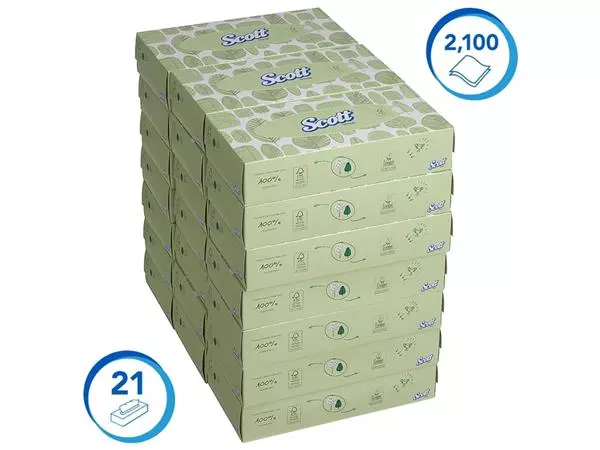 Een Facial tissues Scott 2-laags standaard 21x100stuks wit 8837 koop je bij De Joma BV