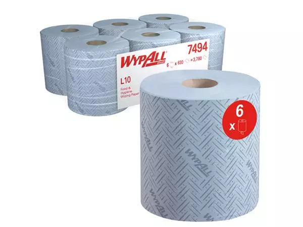 Een Poetsrol WypAll L10 1-laags 18,3cmx239m 630 vel blauw 7494 koop je bij Company Supplies