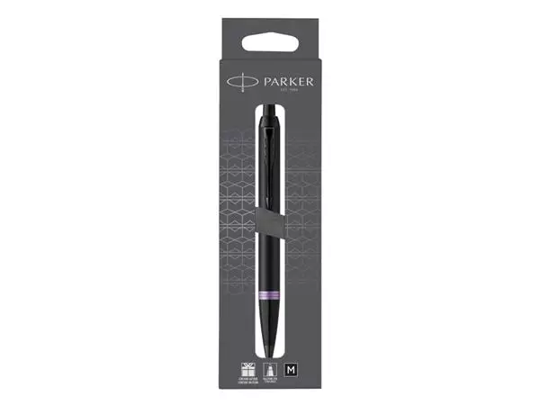 Balpen Parker IM black purple vibrant ring medium blister à 1 stuk