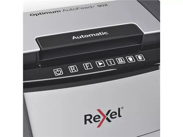 Een Papiervernietiger Rexel Optimum Auto+ 90X snippers 4x28mm koop je bij De Rijk Kantoorshop