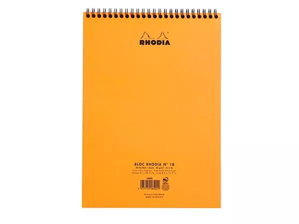 Een Spiraalblok Rhodia A4 lijn 160 pagina's 80gr oranje koop je bij QuickOffice BV