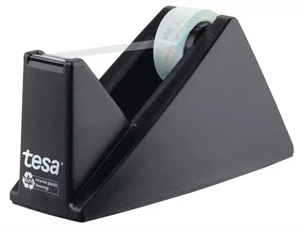 Een Plakbandhouder Tesa eco&crystal 59045 zwart met 1 rol tape 19mmx10m koop je bij Schellen Boek- en Kantoorboekhandel