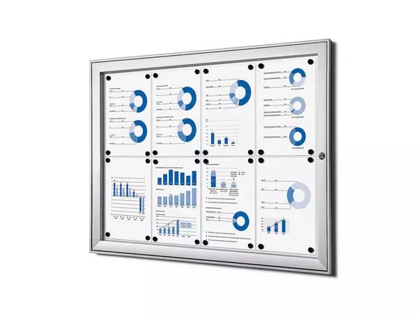 Een Vitrinebord Quantore luxe 8x A4 zilver koop je bij BeteS