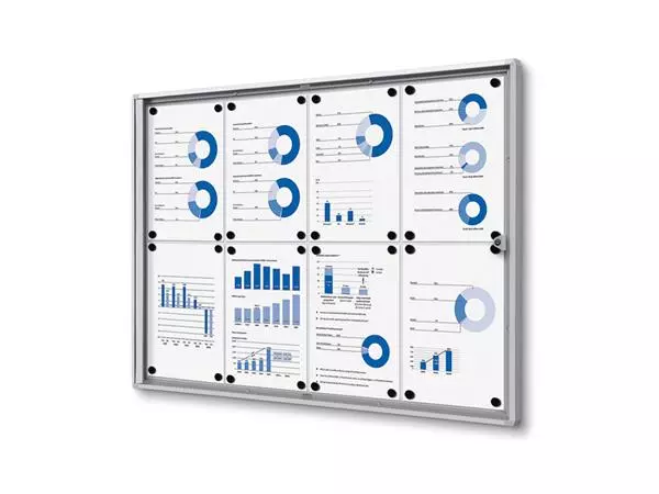 Een Vitrinebord Quantore voor binnen 8x A4 zilver koop je bij Sysdicom BV