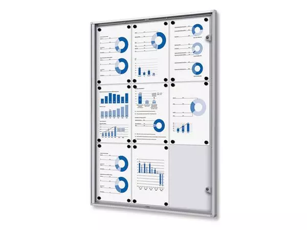 Een Vitrinebord Quantore voor binnen 9x A4 zilver koop je bij iPlusoffice