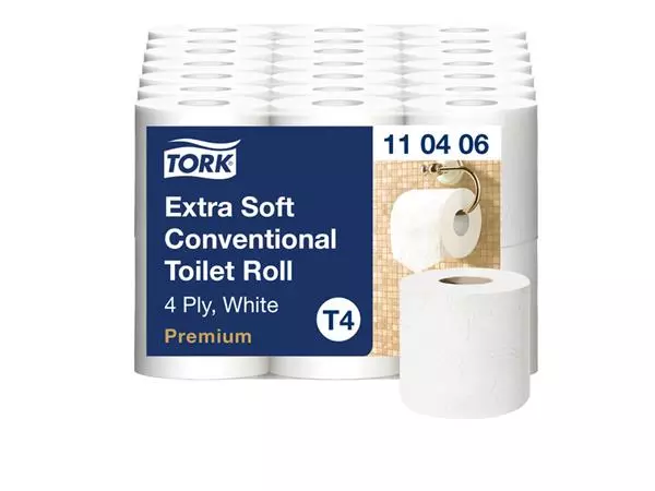 Een Toiletpapier Tork T4 premium extra zacht 4-laags 150 vel wit 110406 koop je bij Peter Wind