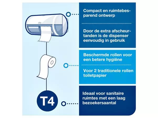 Een Toiletpapier Tork T4 premium extra zacht 4-laags 150 vel wit 110406 koop je bij De Joma BV