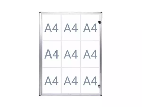 Binnenvitrine wand MAULextraslim whiteboard 9xA4 met slot