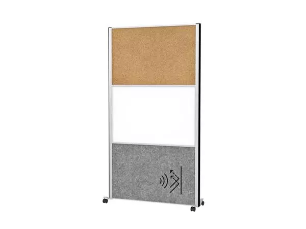 Een Cloison acoustique MAUL 100x180 liège, tableau blanc, gris/alu mobile koop je bij QuickOffice BV