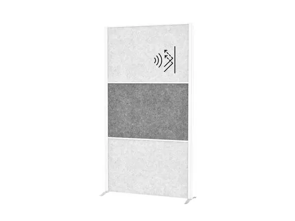 Een Scheidingswand MAUL akoestiek 100x180 2x licht- 1x donkergrijs wit frame op voet koop je bij De Joma BV