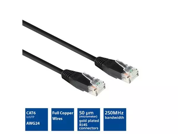 Een Kabel ACT CAT6 Network koper 0.9 meter zwart koop je bij Quality Office Supplies