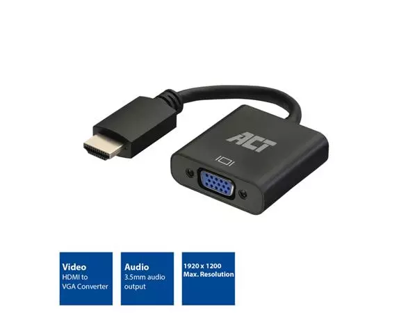 Een Adapter ACT HDMI naar VGA met audio koop je bij De Joma BV