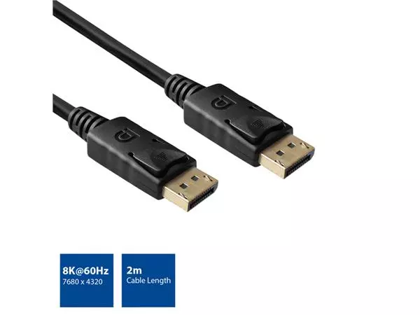 Een Kabel ACT DisplayPort 1.4 8K M-M 2 meter zwart koop je bij Sysdicom BV