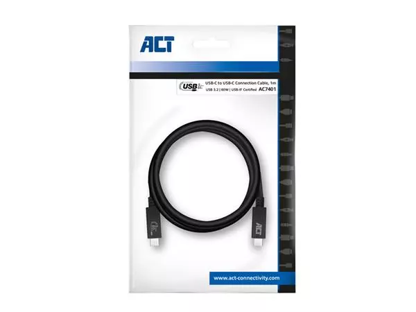 Een Kabel ACT USB 3.2 USB-C USB-IF gecertificeerd 1 meter koop je bij Holster Kantoortotaal