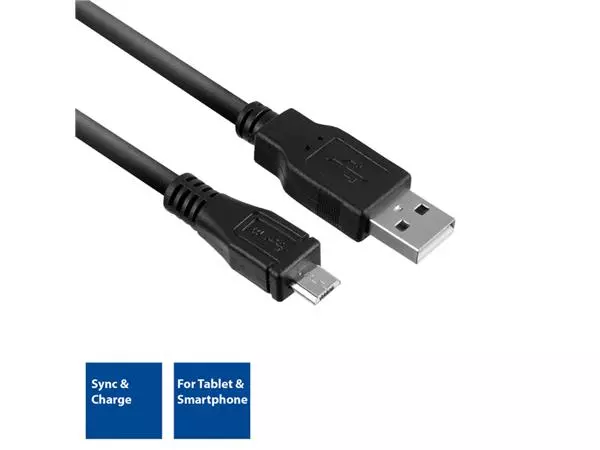 Een Kabel ACT USB 2.0 naar MicroB laad -en data 1 meter koop je bij De Joma BV