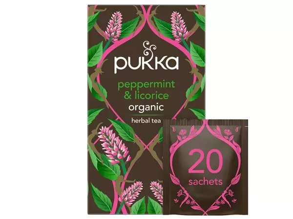 Een Thee Pukka peppermint licorice 20 zakjes koop je bij Continu Kantoor