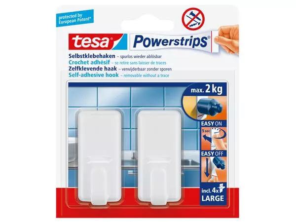 Een Haken tesa Powerstrips® LARGE Classic zelfklevend verwijderbaar, wit koop je bij Sysdicom BV