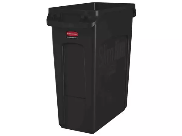 Afvalbak Rubbermaid Slim Jim Vented met luchtsleuven 60liter bruin