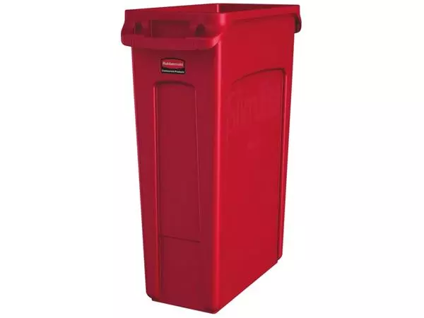 Buy your Afvalbak Rubbermaid Slim Jim Vented met luchtsleuven 87liter rood at QuickOffice BV