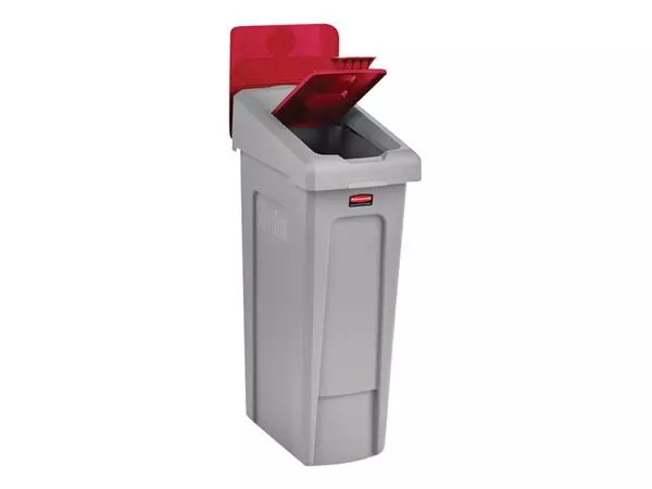 Een Deksel Rubbermaid Slim Jim Recyclestation gesloten rood koop je bij De Rijk Kantoorshop