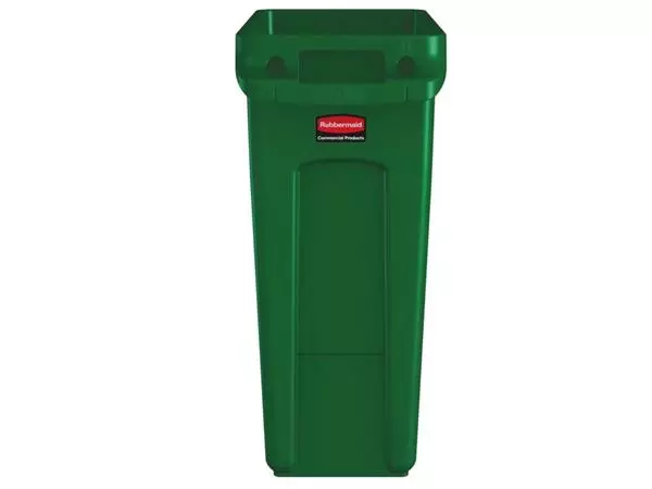 Een Afvalbak Rubbermaid Slim Jim Vented met luchtsleuven 60L groen koop je bij Sysdicom BV