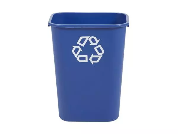 Een Papierbak Rubbermaid recycling groot 39L blauw koop je bij Heering Office