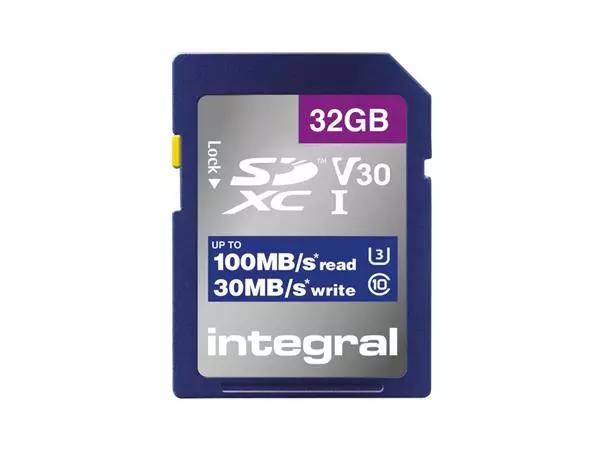 Een Geheugenkaart Integral SDHC-XC 32GB High Speed koop je bij iPlusoffice