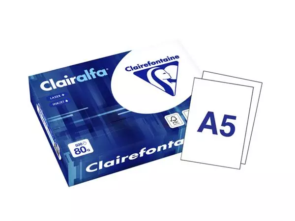 Een Kopieerpapier Clairefontaine Clairalfa A5 80gr wit 500vel koop je bij De Joma BV