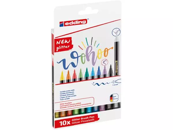 Een Brushpen edding 1340 glitter assorti set à 10 stuks koop je bij Deska Alles voor Kantoor