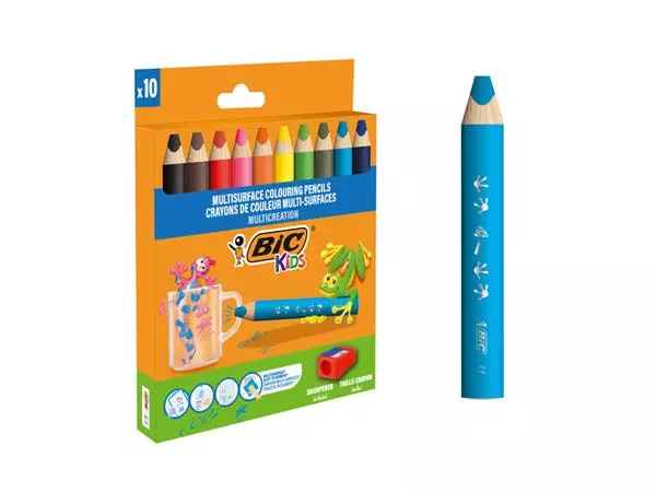 Een Kleurpotlood BicKids Multi Surface 10st ass koop je bij Egner kantoorspecialisten