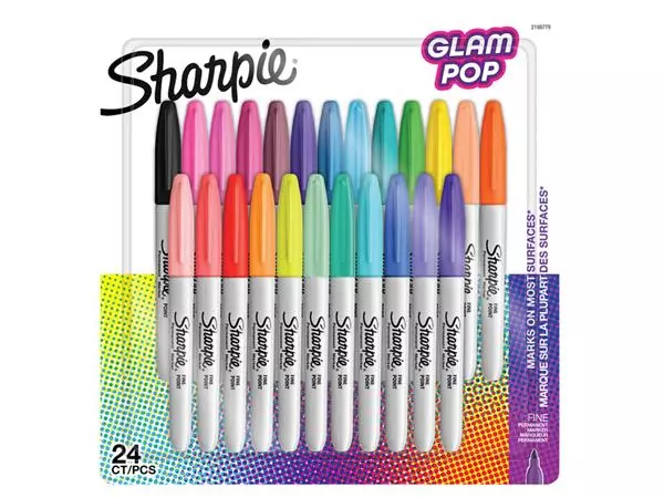 Een Viltstift Sharpie Glampop F 24st assorti koop je bij All Office Kuipers BV
