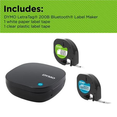 Een Labelprinter Dymo LetraTag 200B draagbaar bluetooth 12mm zwart promopack koop je bij Continu Kantoor