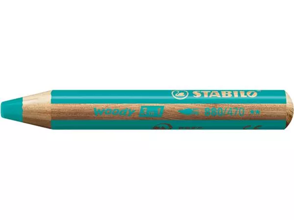 Een Kleurpotloden STABILO 880 woody 3 in 1 multitalent turquois koop je bij iPlusoffice