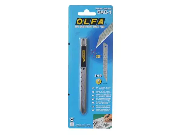 Een Snijmes Olfa SAC-1 9mm met metalen houder blister à 1 stuk koop je bij Clippz! Office Supplies