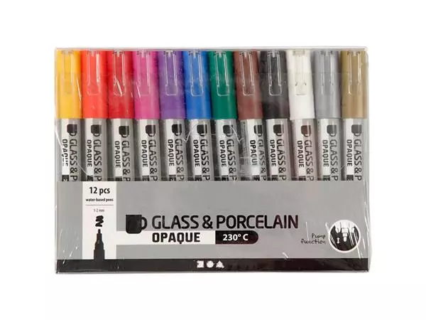 Een Glas porseleinstiften Crea Comp 1-2mm 12 kleuren koop je bij All Office Kuipers BV