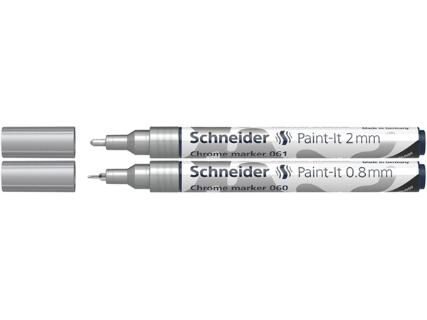 Een Viltstift Schneider Paint-it 060 - 061 2.0mm en 0.8mm metallic chrome set à 2 stuks koop je bij Heering Office