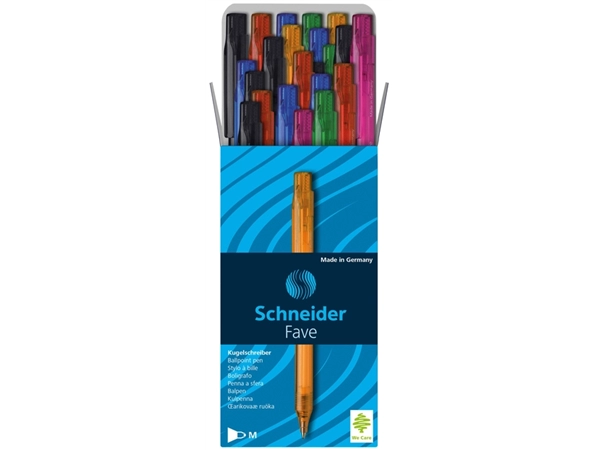 Een Balpen Schneider Fave medium assorti kleuren schrijfkleur blauw koop je bij Scheepstra Drachten