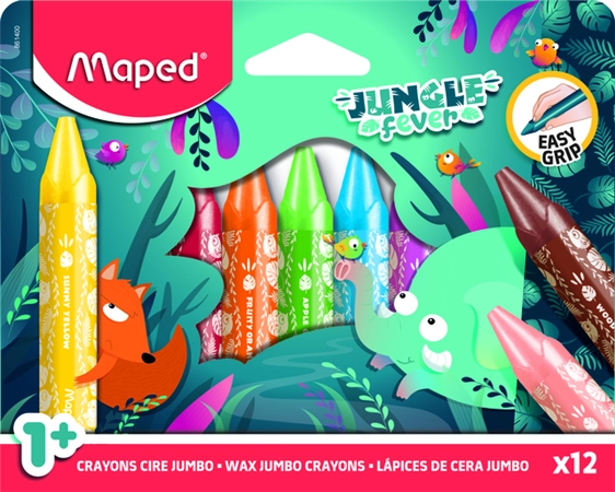 Een Waskrijt Maped Jungle Fever Jumbo set à 12 kleuren koop je bij BeteS