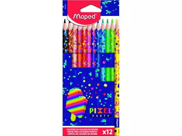 Een Kleurpotlood Maped Pixel Party set à 12 kleuren koop je bij BeteS