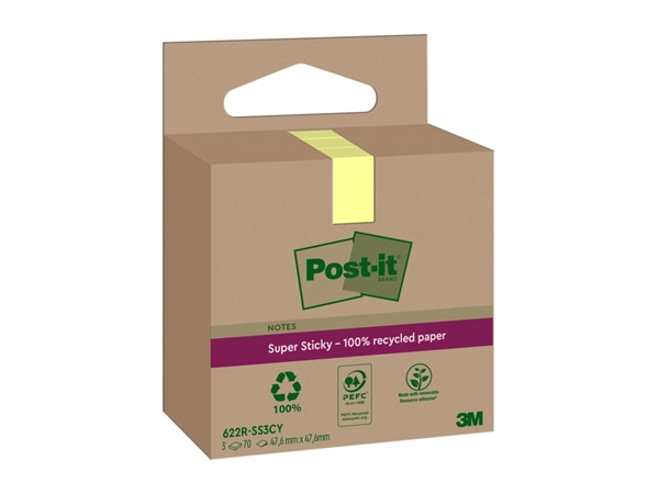 Memoblok 3M Post-it 622 RSS3CY 47,6x47,6mm geel