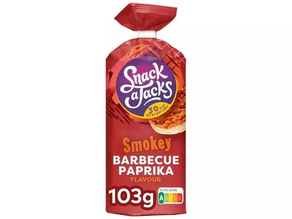 Rijstwafel Snack-a-Jacks BBQ paprika pak 103 gram